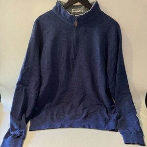 Peter Millar Quarter Zip Long Sleeve 1/4 Pullover Blue - Size Medium